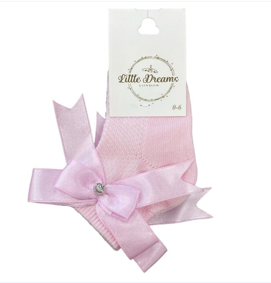 Pink Ribbon Bow Ankle Socks 0-24M