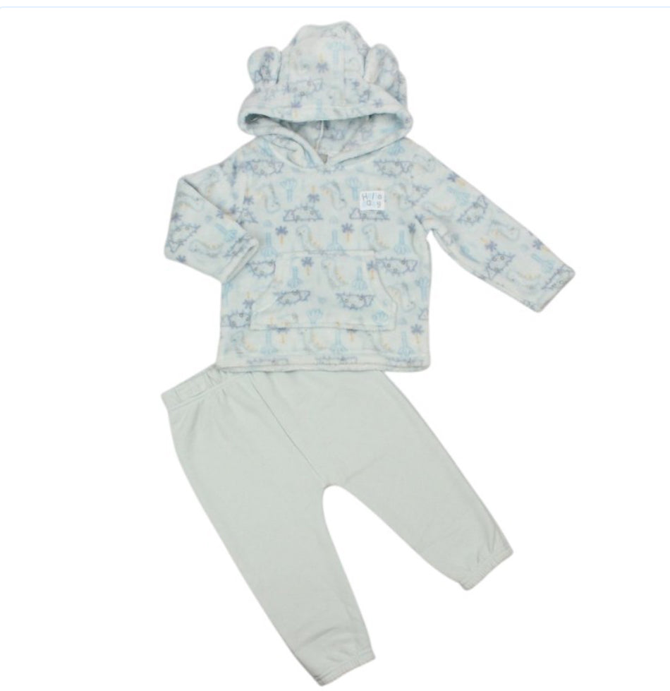 Baby Blue 2PC Contrast Dinosaur Outfit 6-24M