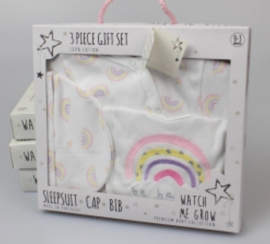 100% Cotton Rainbow 3PC Boxed Gift Set 0-3M & 3-6M