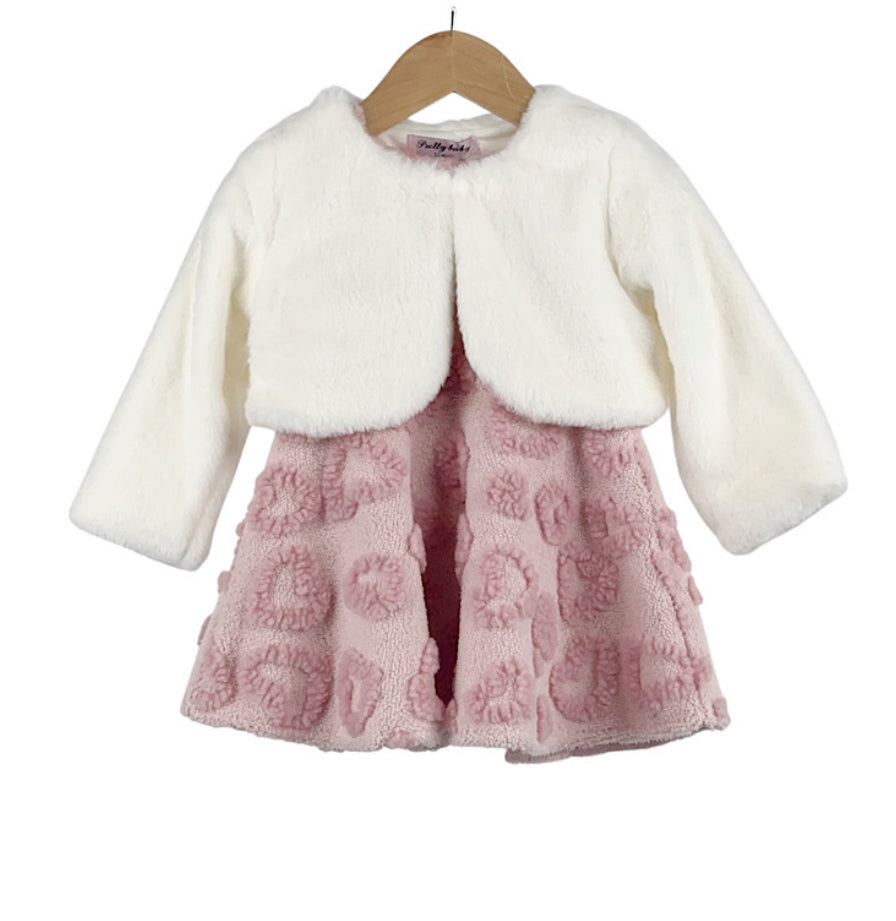 Babies Heart Embossed 2pc Dress 6-36 Months