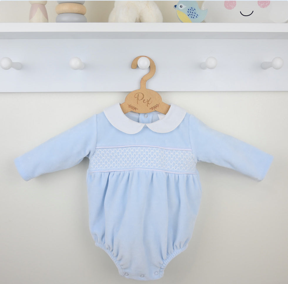 Baby Blue Smocked Romper NB-24M