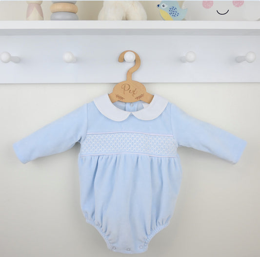 Baby Blue Smocked Romper NB-24M