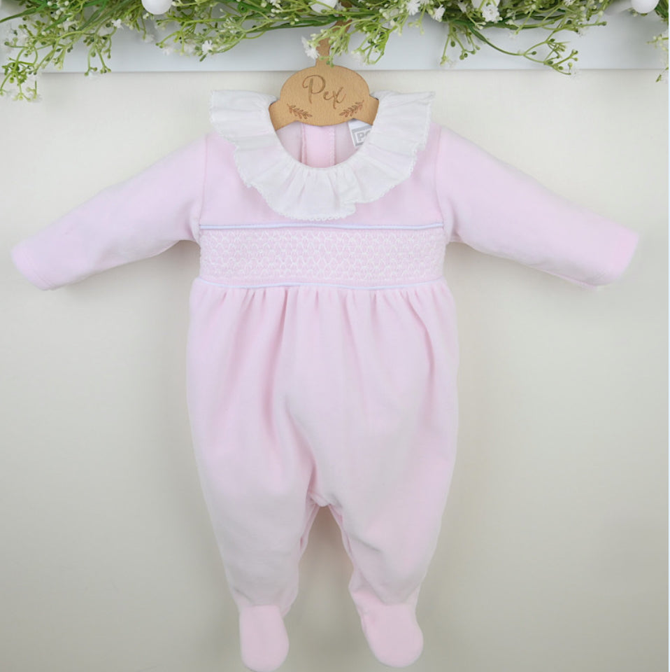 Baby Pink Smocked Playsuit NB-9M