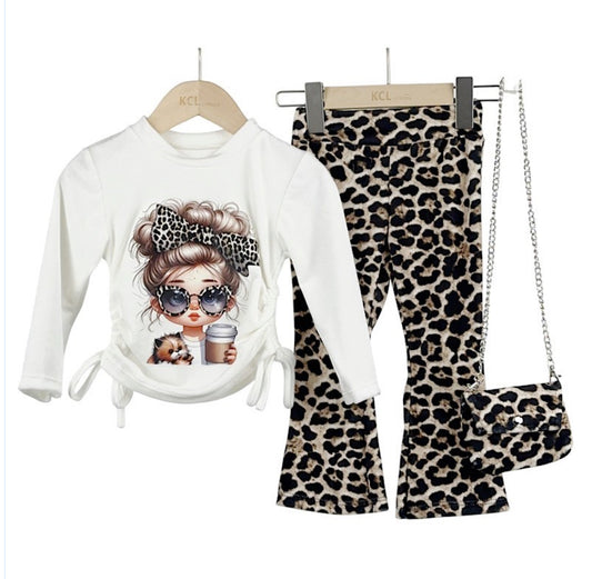 Toddler Ivory Cheetah Girl Print 3pc Set 6-36 Months