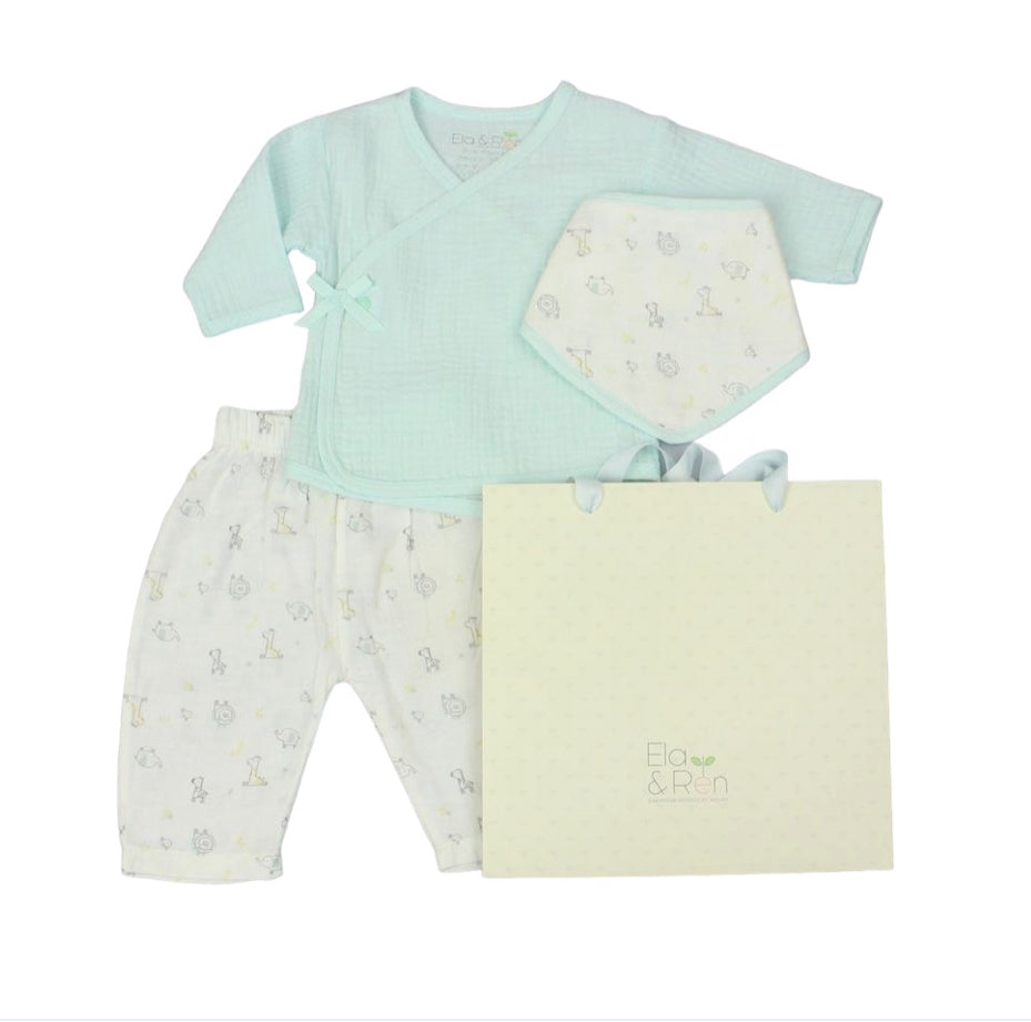 Jungle 4pc Muslin Layette Set 0-6 Months - Mint
