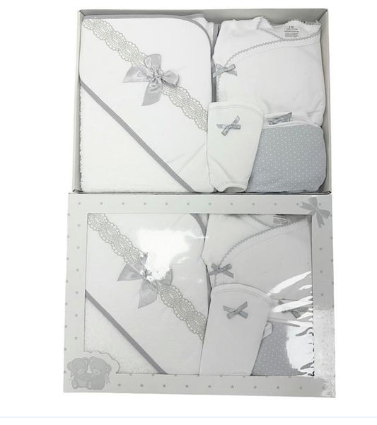 Babies Grey & White 4pc Gift Box One Size