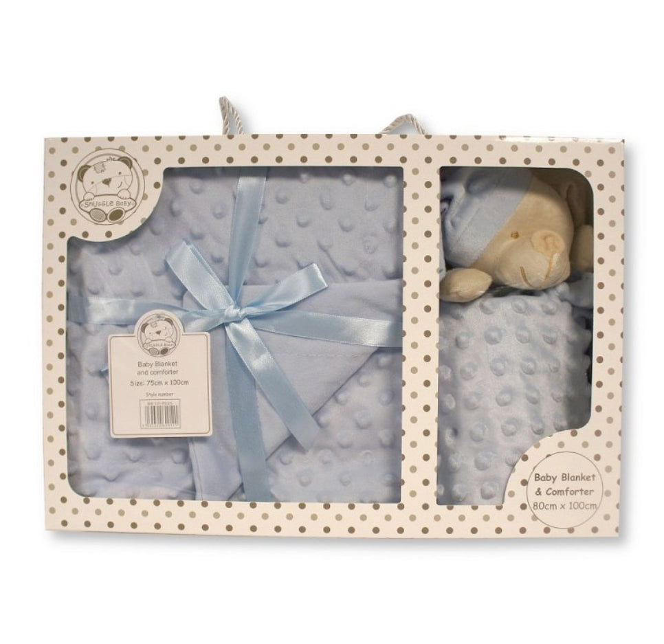 Blue Teddy Dimple Comforter/Blanket Gift Box 75cm x 100cm