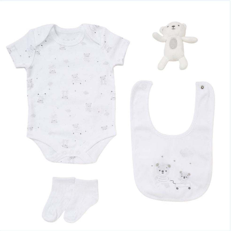 Baby Unisex 4pc Teddy Box Gift Set