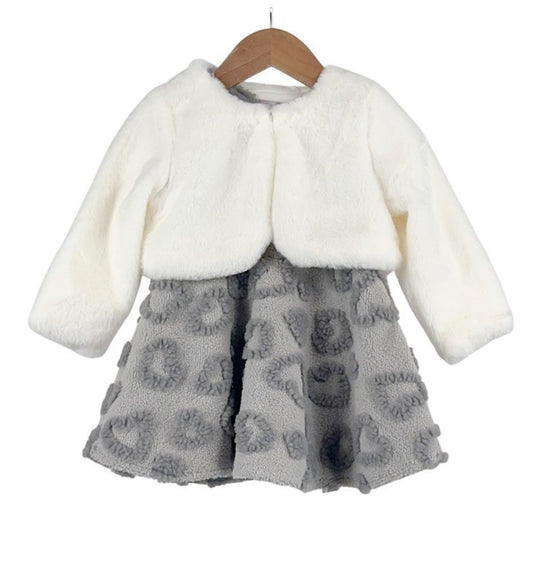 Babies Heart Embossed 2pc Dress 6-36 Months
