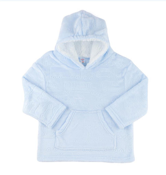 Sky Blue Embossed Vehicle Hoodie 6-24 Months One Size