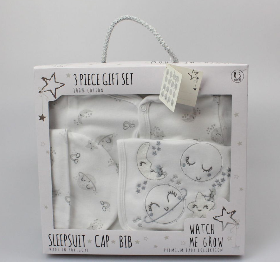 100% Cotton Moon 3PC Boxed Gift Set 0-3M & 3-6M