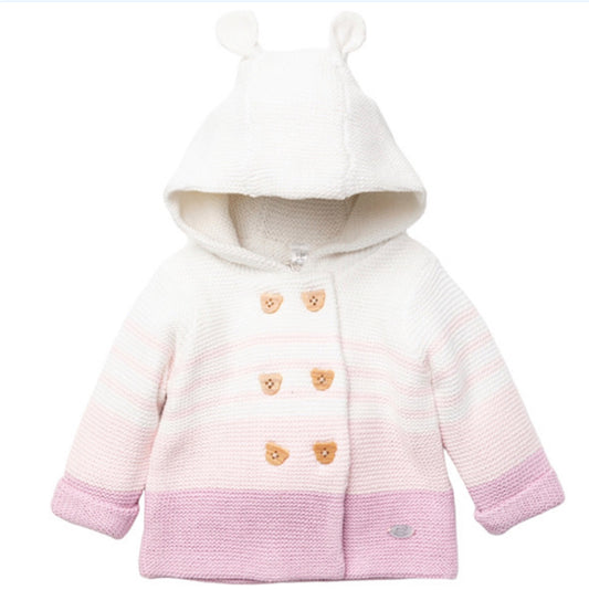 Ivory & Pink Teddy Bear Ear Coat
