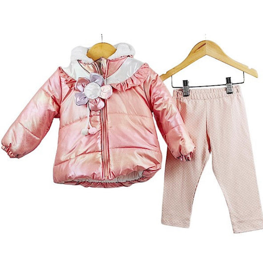 Rose Padded Floral Jacket & Polka Leggings 9-24M